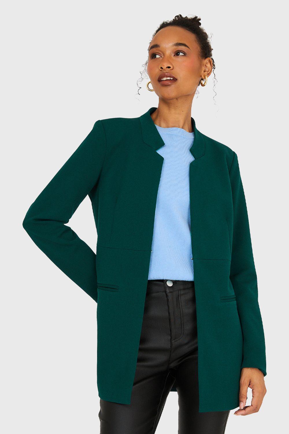 Blazer Cuello Mao Verde Oscuro Nicopoly-0
