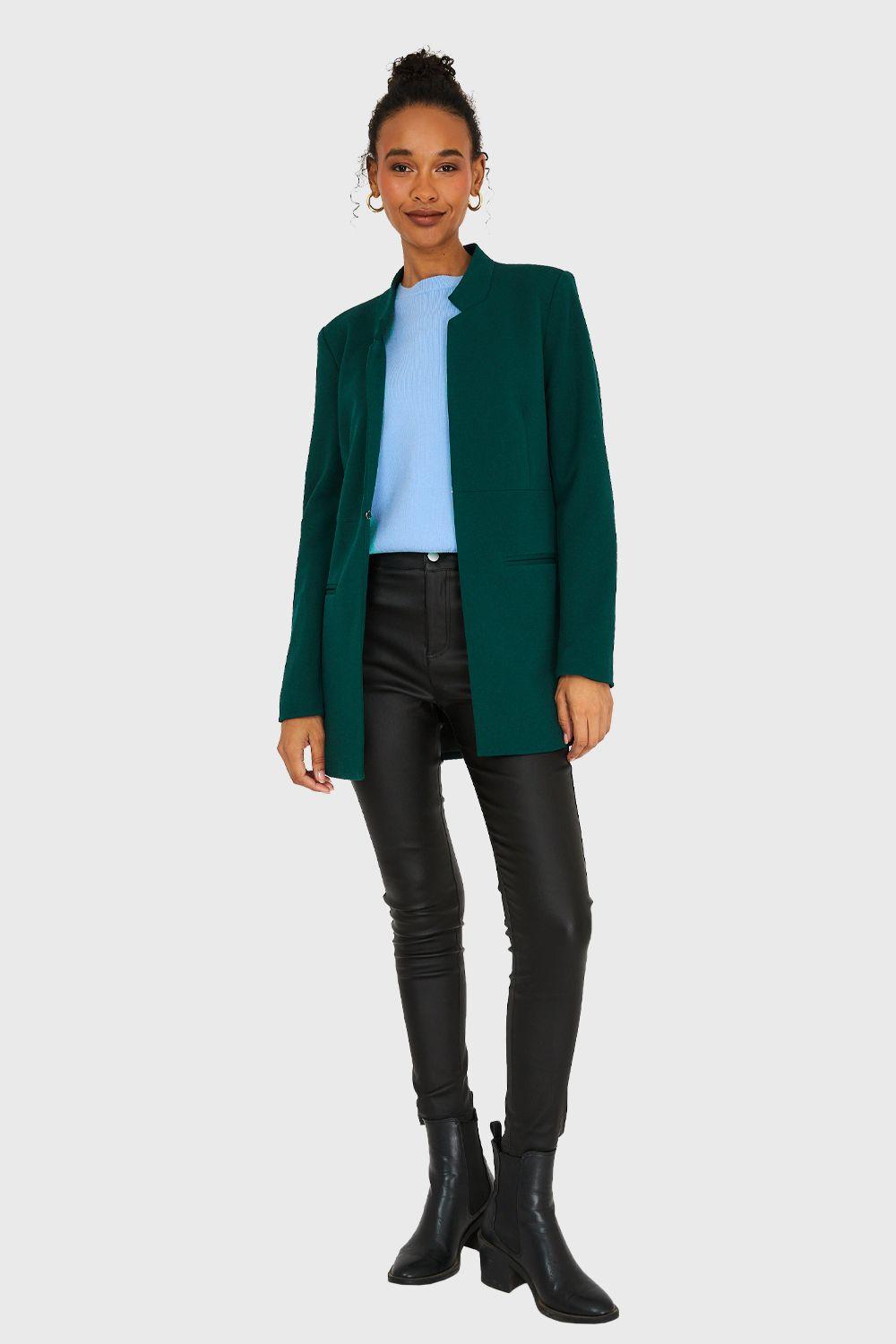 Blazer Cuello Mao Verde Oscuro Nicopoly-1