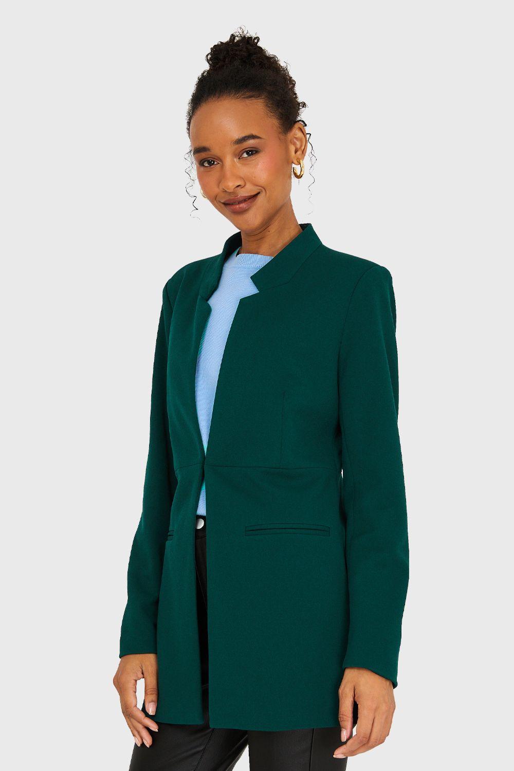 Blazer Cuello Mao Verde Oscuro Nicopoly-2