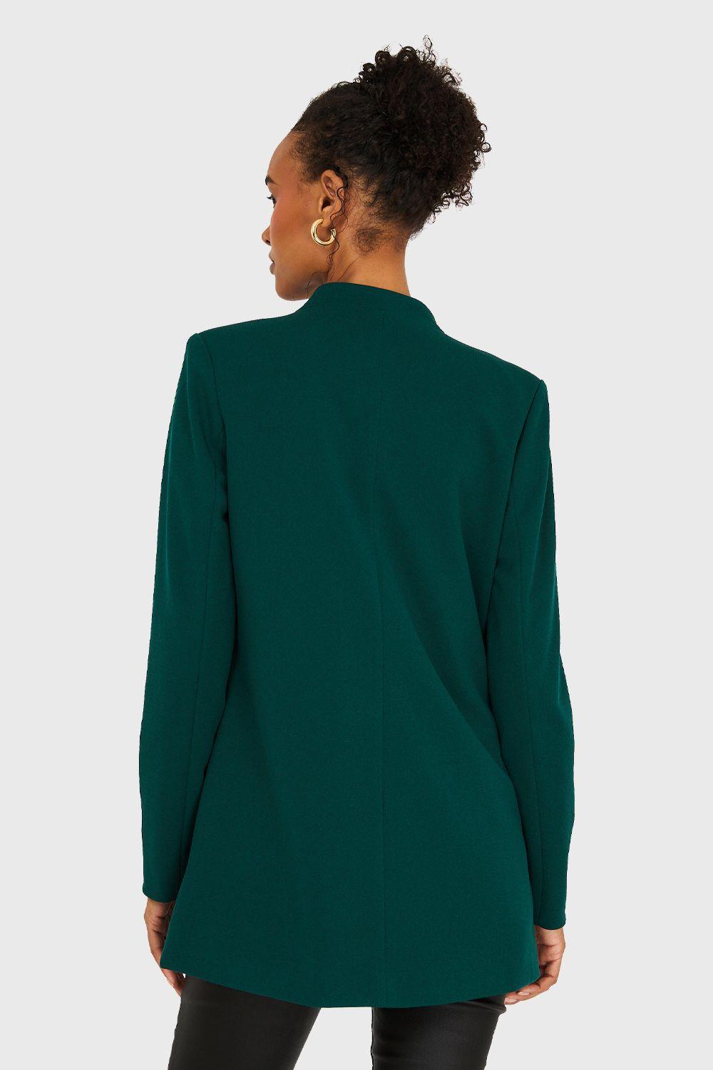 Blazer Cuello Mao Verde Oscuro Nicopoly-3