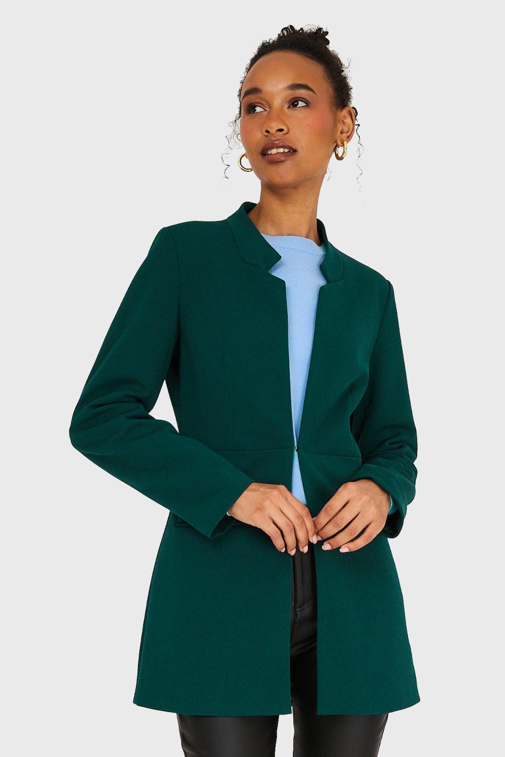 Blazer Cuello Mao Verde Oscuro Nicopoly-4