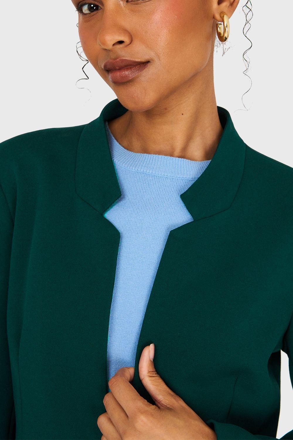 Blazer Cuello Mao Verde Oscuro Nicopoly-5