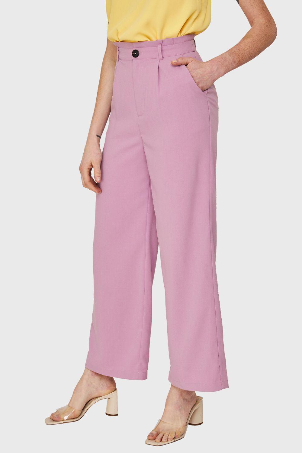 Pantalón Ancho Pinzas Lila Nicopoly-2