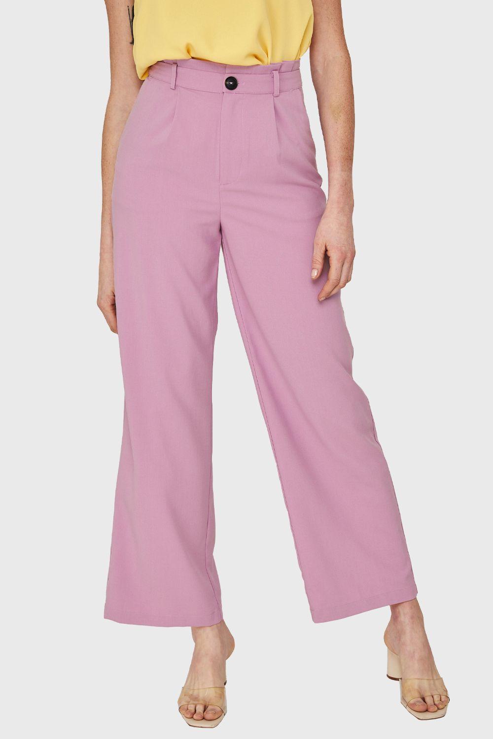 Pantalón Ancho Pinzas Lila Nicopoly-4