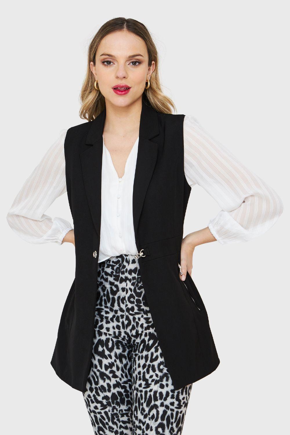 Blazer Sin Mangas Negro Nicopoly-4