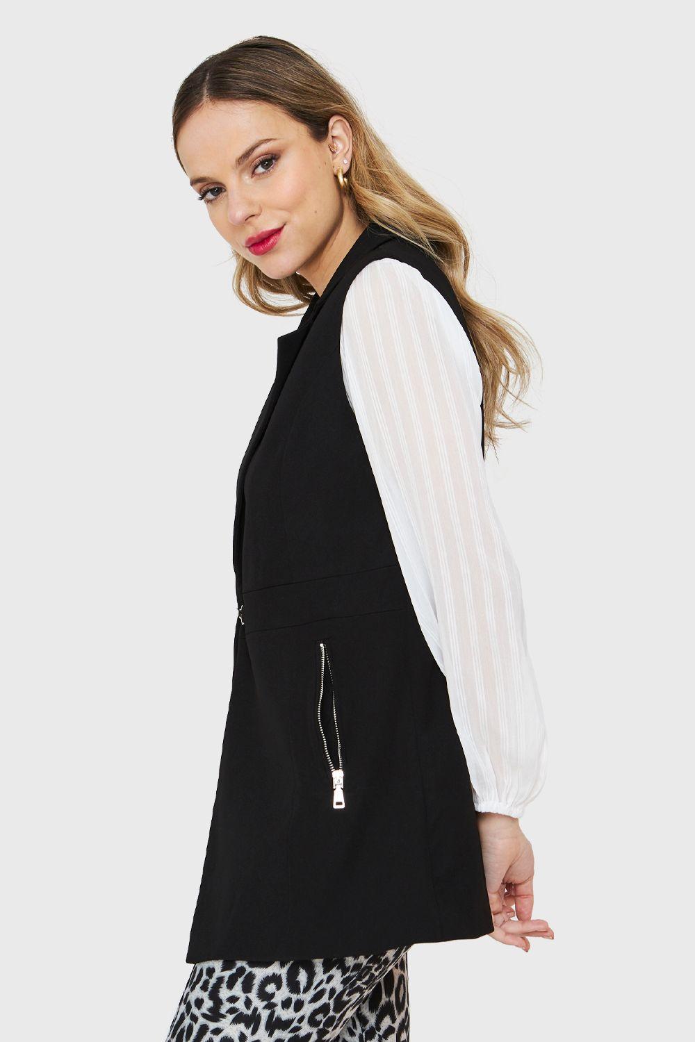 Blazer Sin Mangas Negro Nicopoly-2