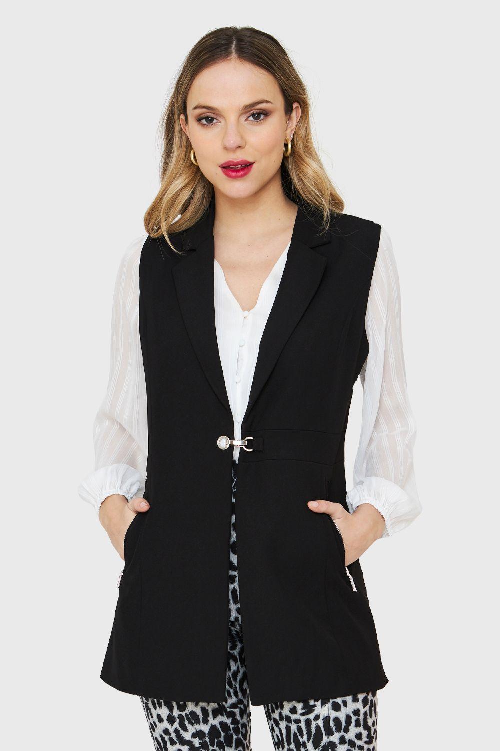 Blazer Sin Mangas Negro Nicopoly-0