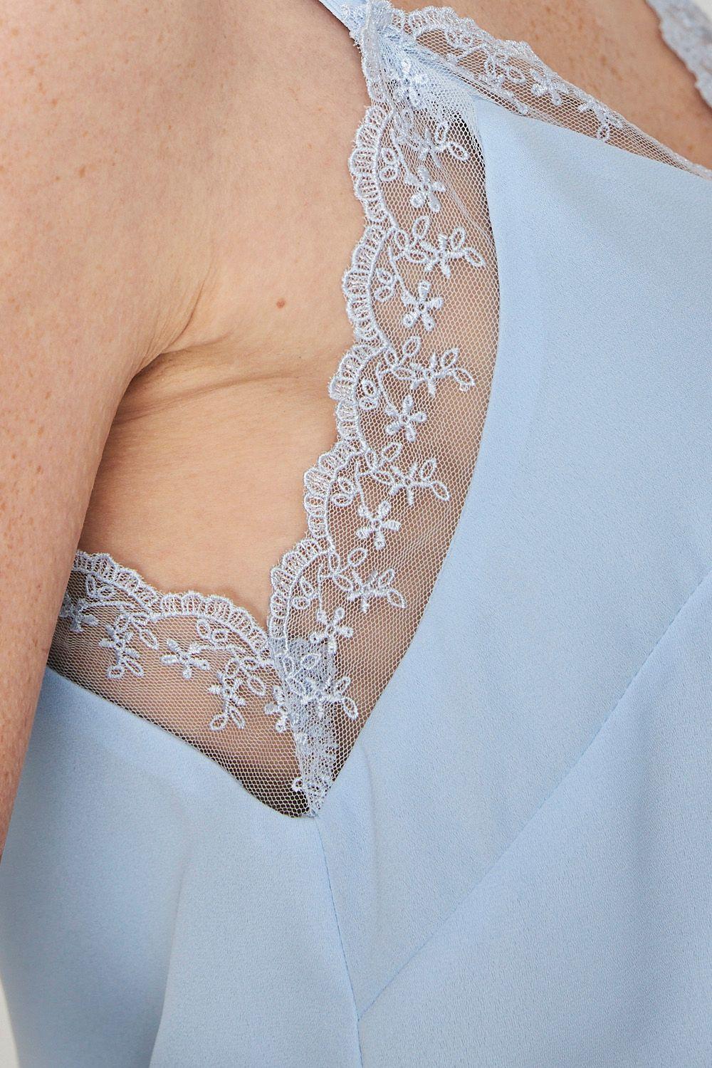 Blusa Escote V Encaje Celeste Nicopoly-5