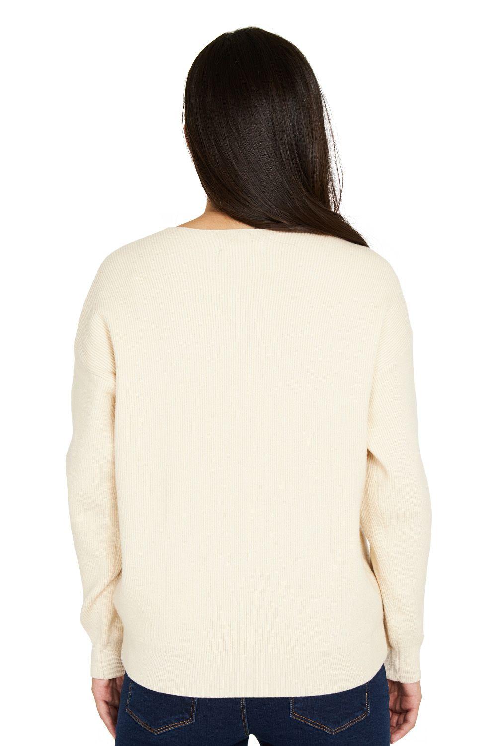 Sweater Cuello V Crema Nicopoly-3