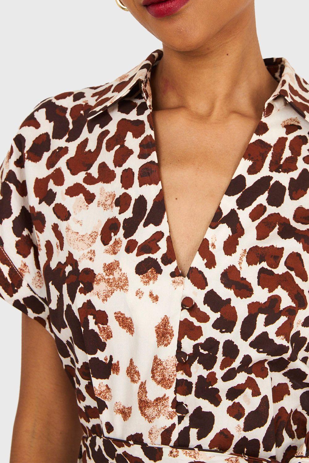 Vestido Safari Cuello Camisero Café Nicopoly-5