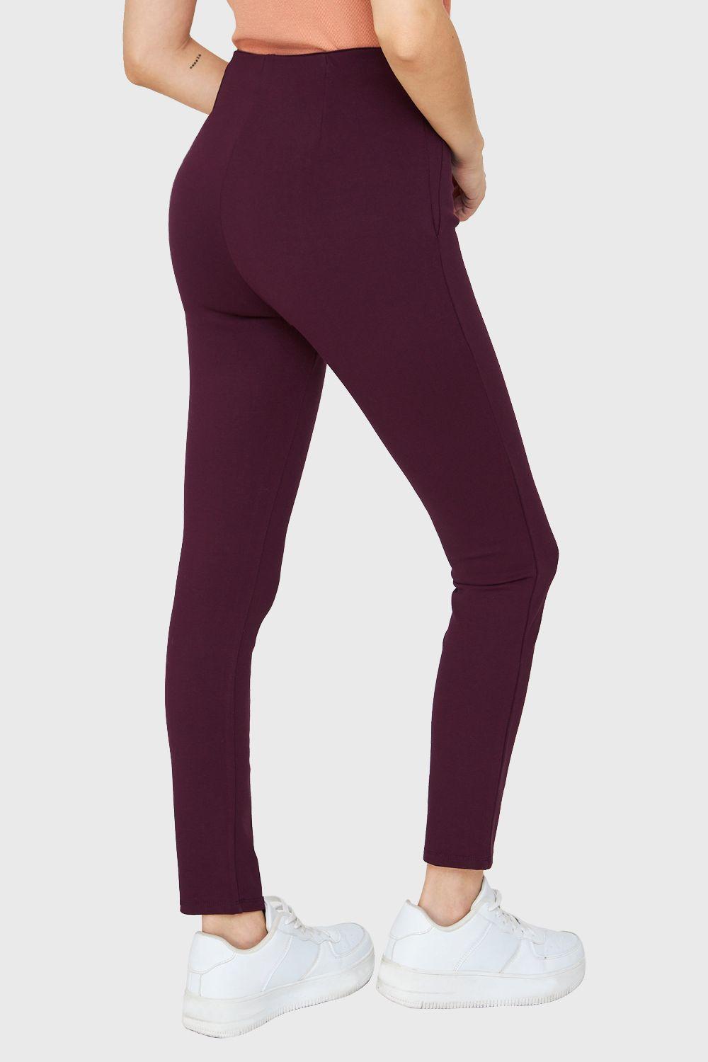 Legging Tiro Alto Costuras Frontales Burdeos Nicopoly-3