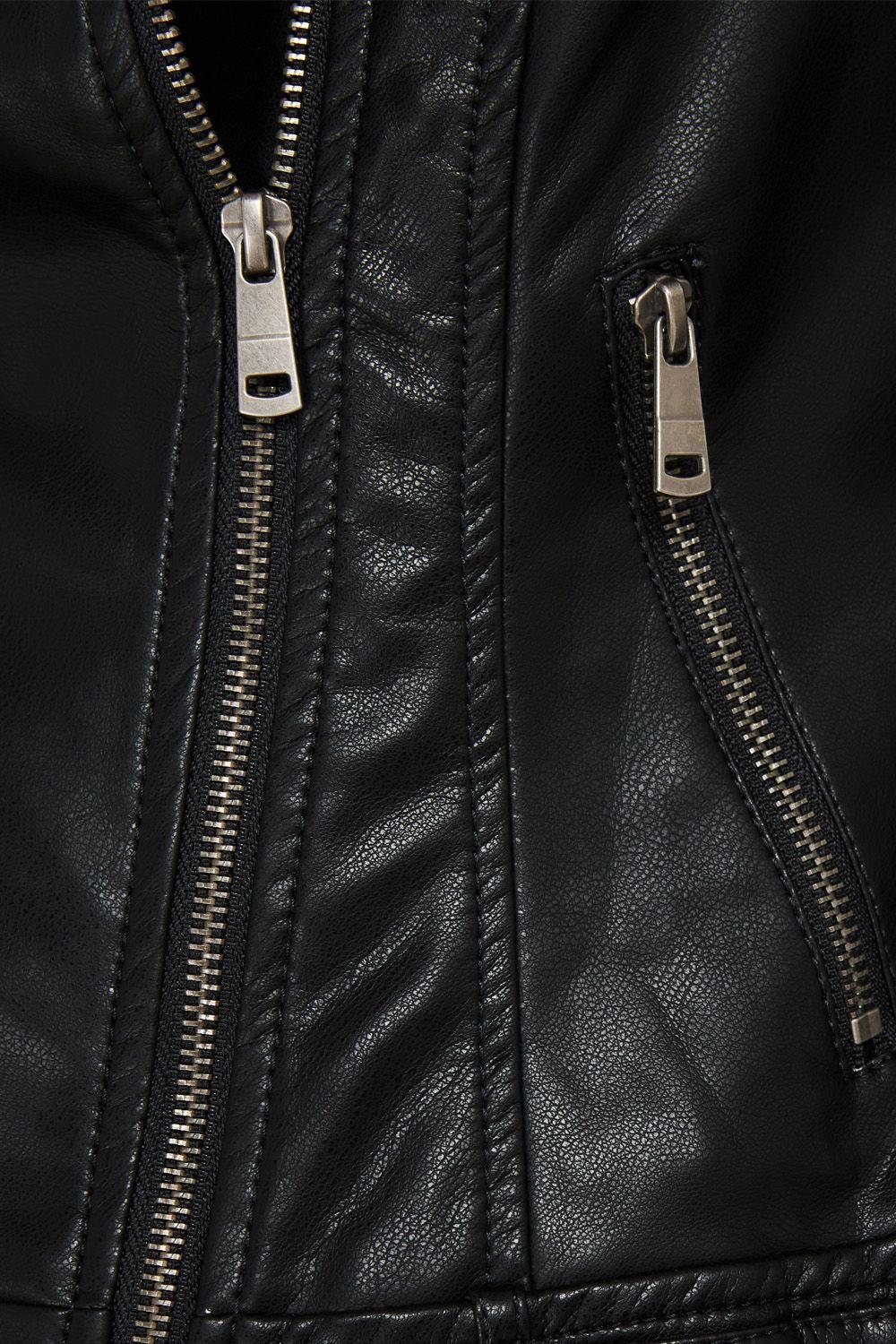 Chaqueta Ecocuero Estilo Biker Negro Nicopoly-4