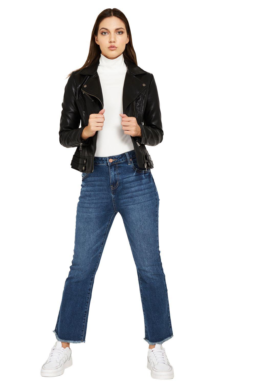 Chaqueta Ecocuero Estilo Biker Negro Nicopoly-1