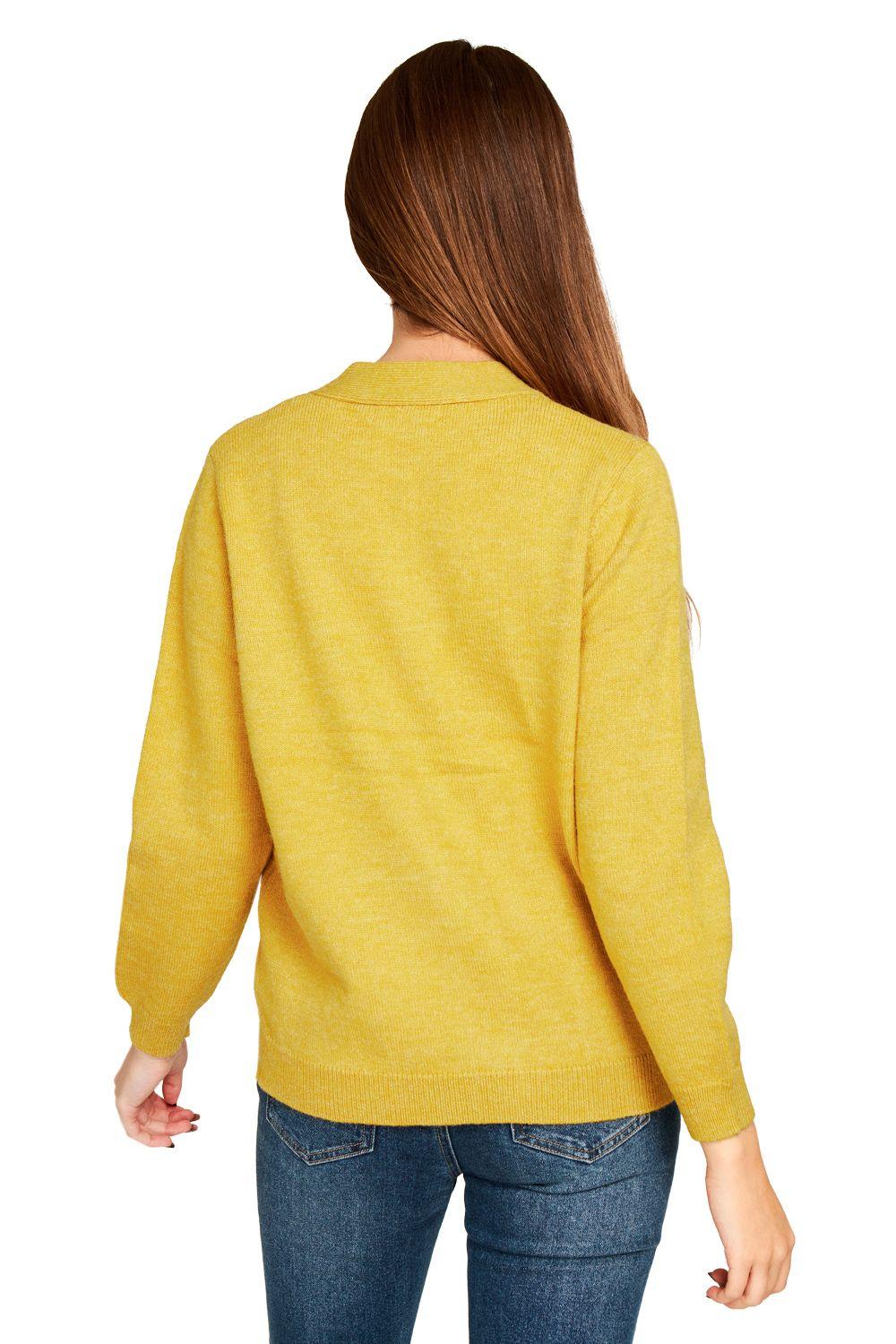 Cárdigan Botones Y Bolsillos Amarillo Nicopoly-3