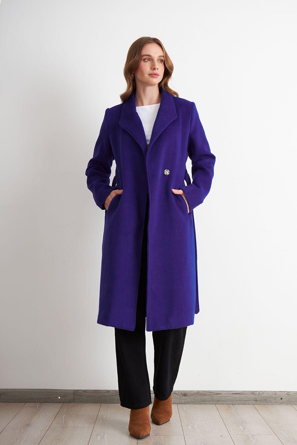 Abrigo con Cinturón Hebilla Metálica Azul Rey Nicopoly-1