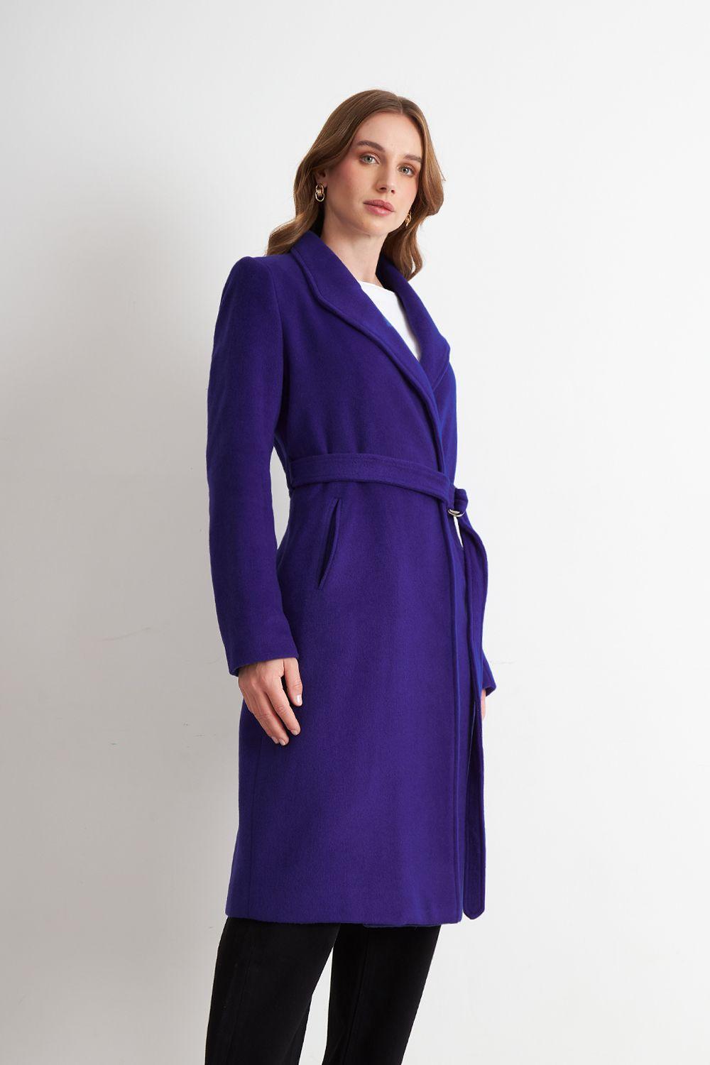 Abrigo con Cinturón Hebilla Metálica Azul Rey Nicopoly-2