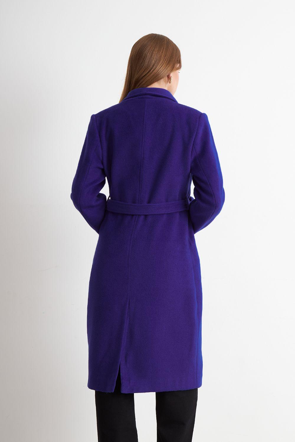 Abrigo con Cinturón Hebilla Metálica Azul Rey Nicopoly-3