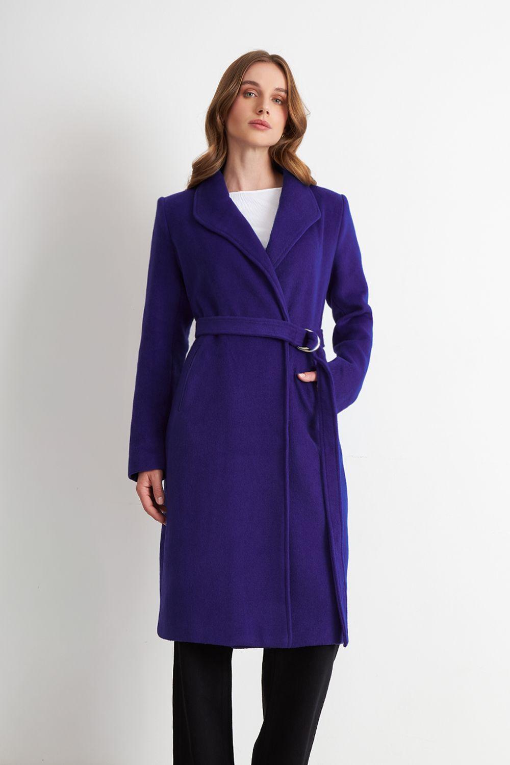 Abrigo con Cinturón Hebilla Metálica Azul Rey Nicopoly-4