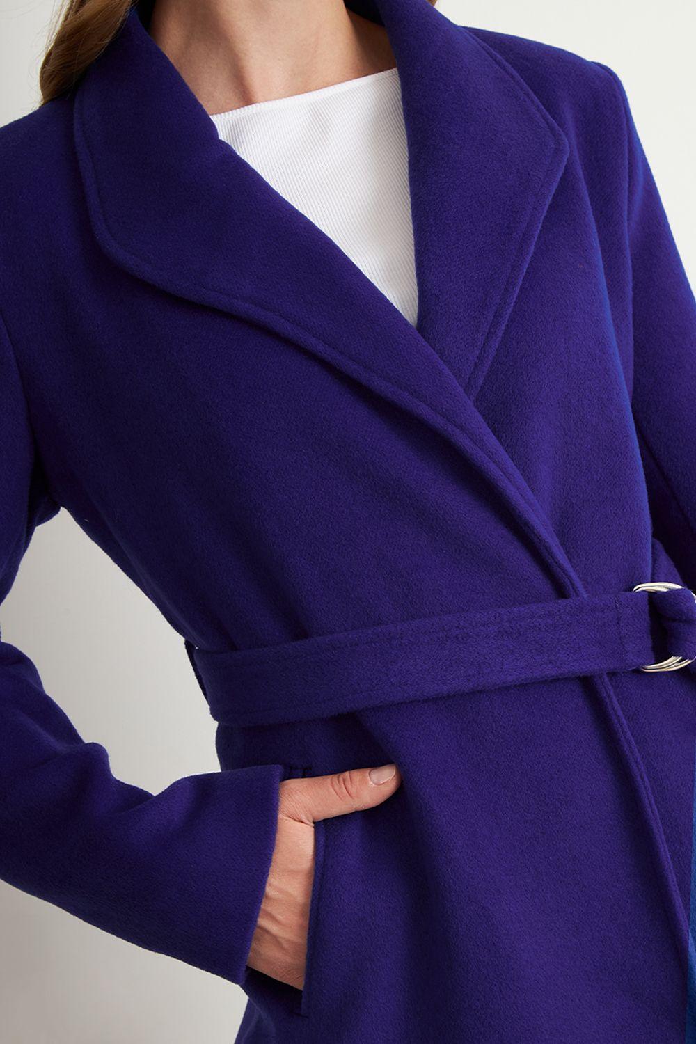 Abrigo con Cinturón Hebilla Metálica Azul Rey Nicopoly-5