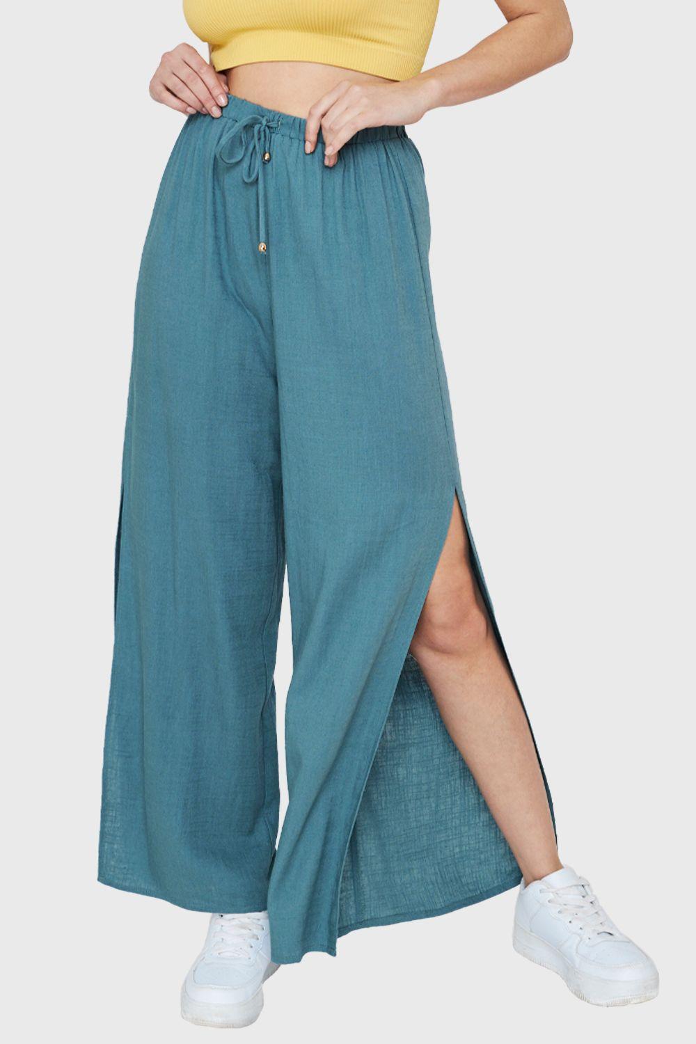 Pantalón Relax Tajos Azul Nicopoly-0