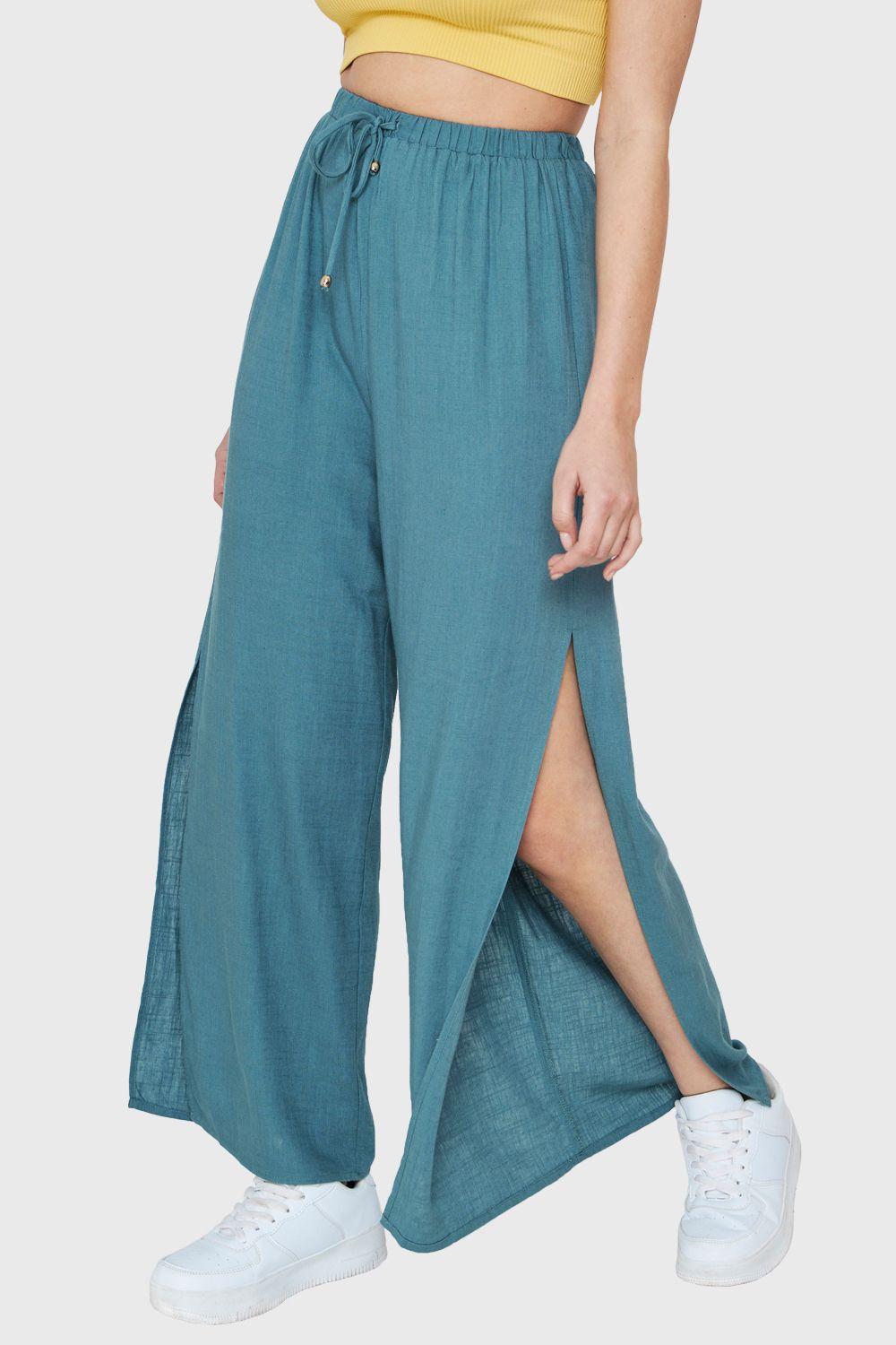 Pantalón Relax Tajos Azul Nicopoly-2