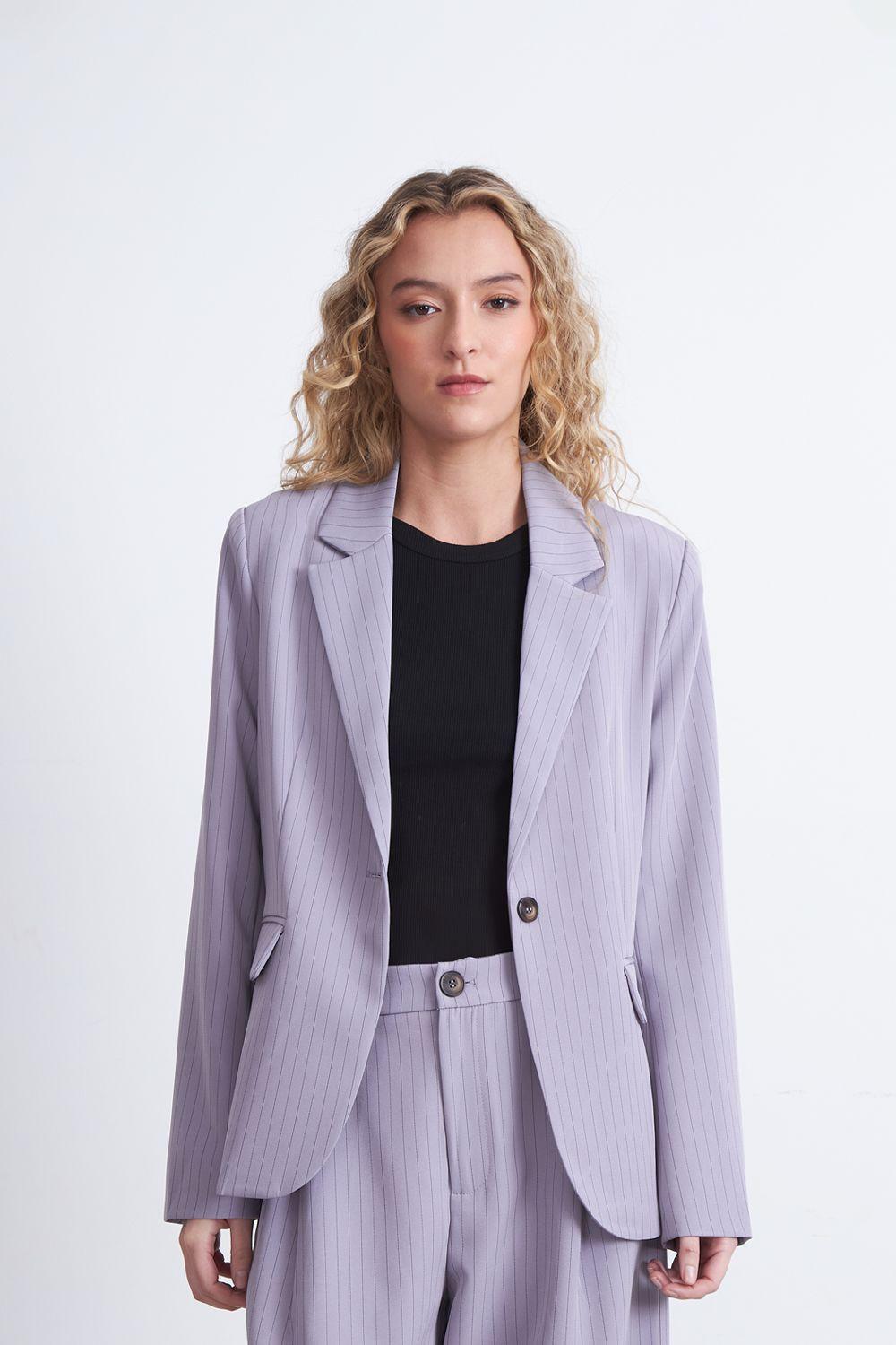 Blazer Rayas Diplomáticas Gris Nicopoly-0