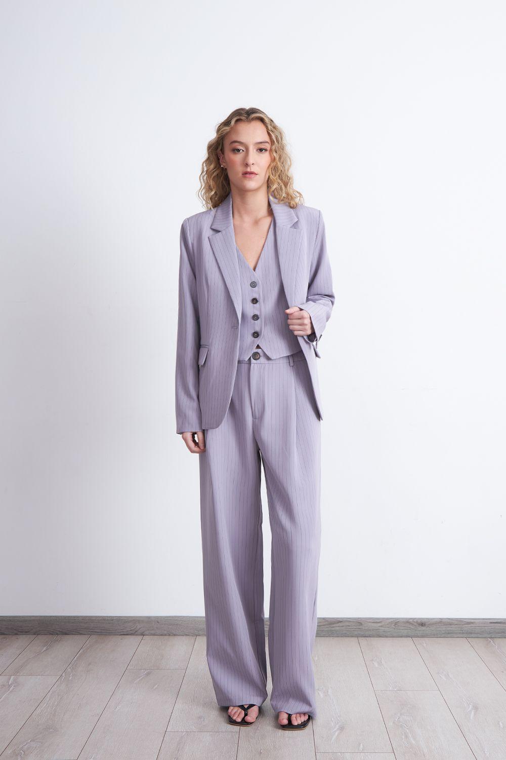 Blazer Rayas Diplomáticas Gris Nicopoly-1