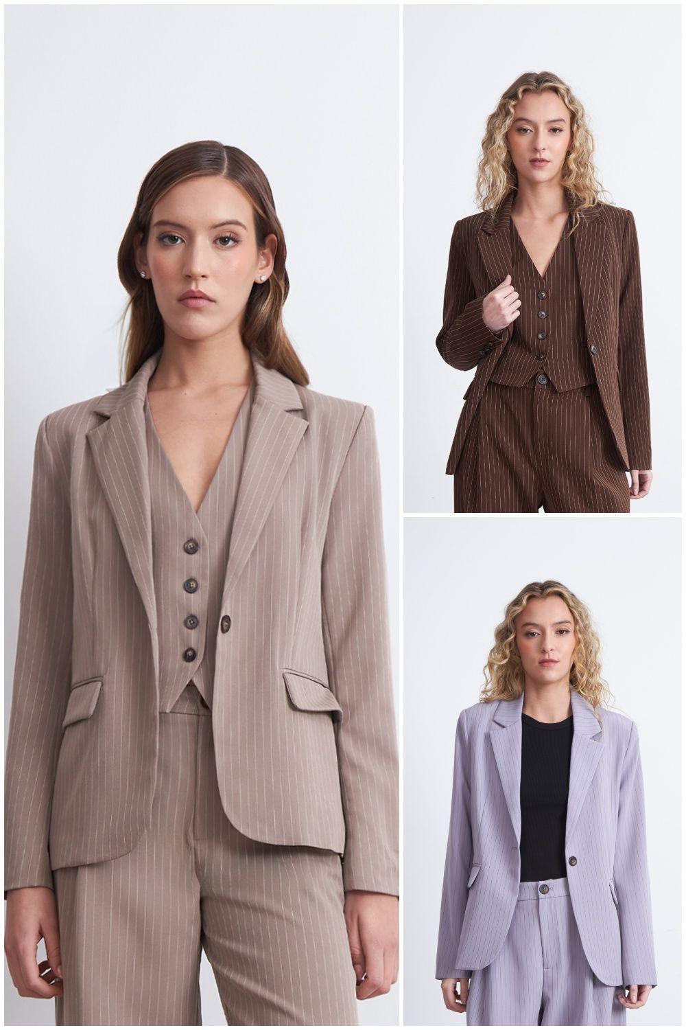 Blazer Rayas Diplomáticas Gris Nicopoly-4