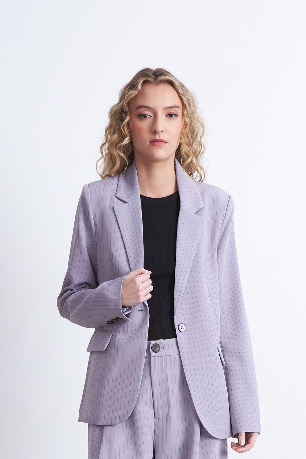 Blazer Rayas Diplomáticas Gris Nicopoly-5