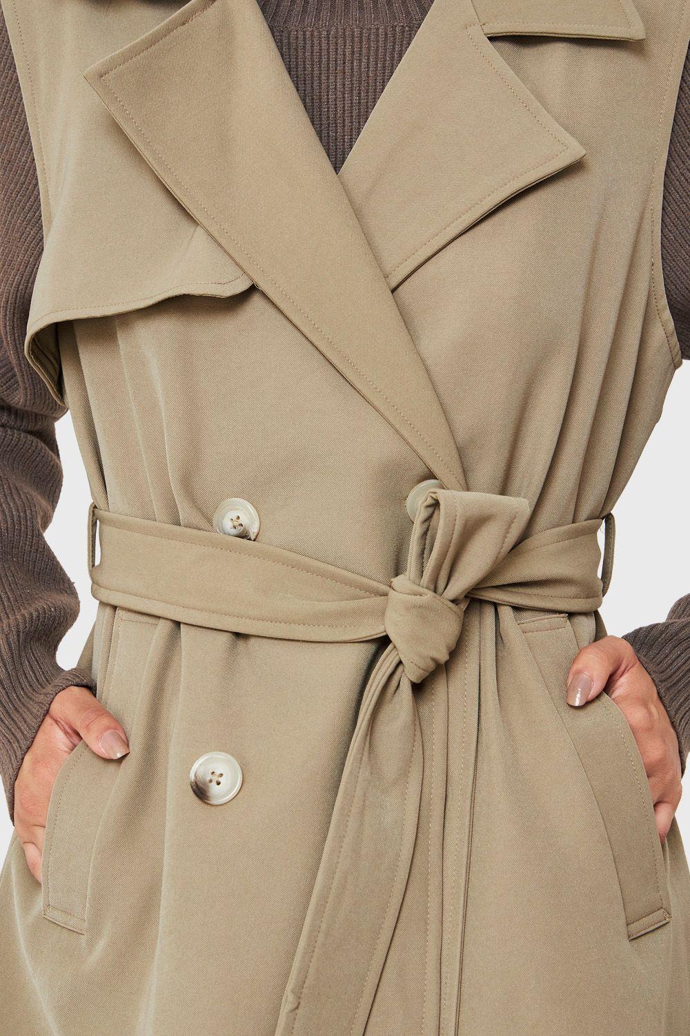 Trench Sin Mangas Taupe Nicopoly-5
