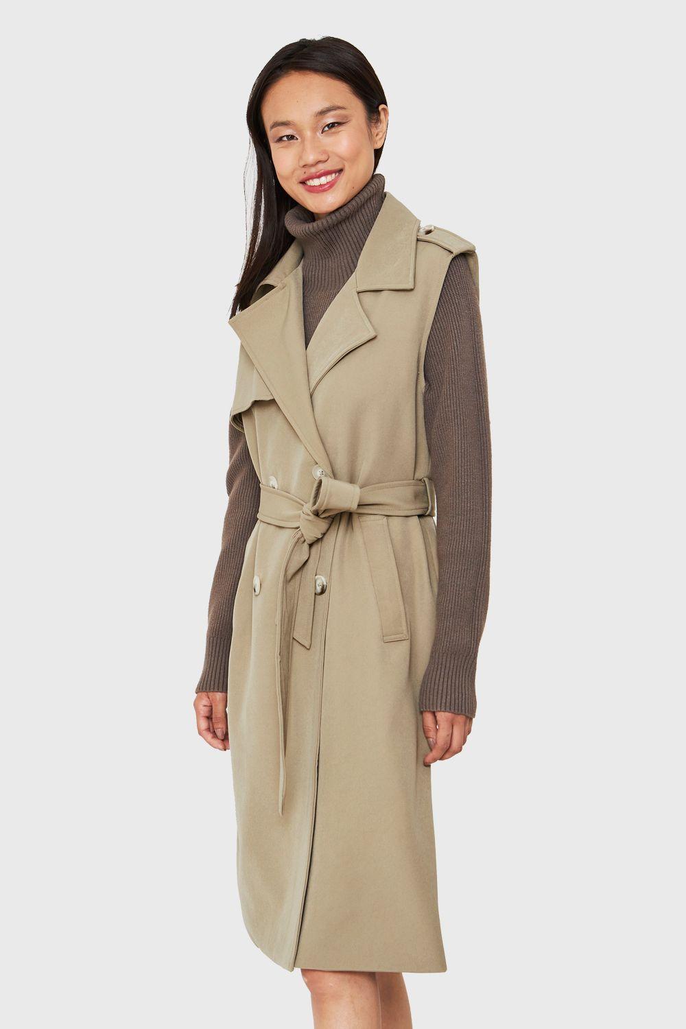 Trench Sin Mangas Taupe Nicopoly-2