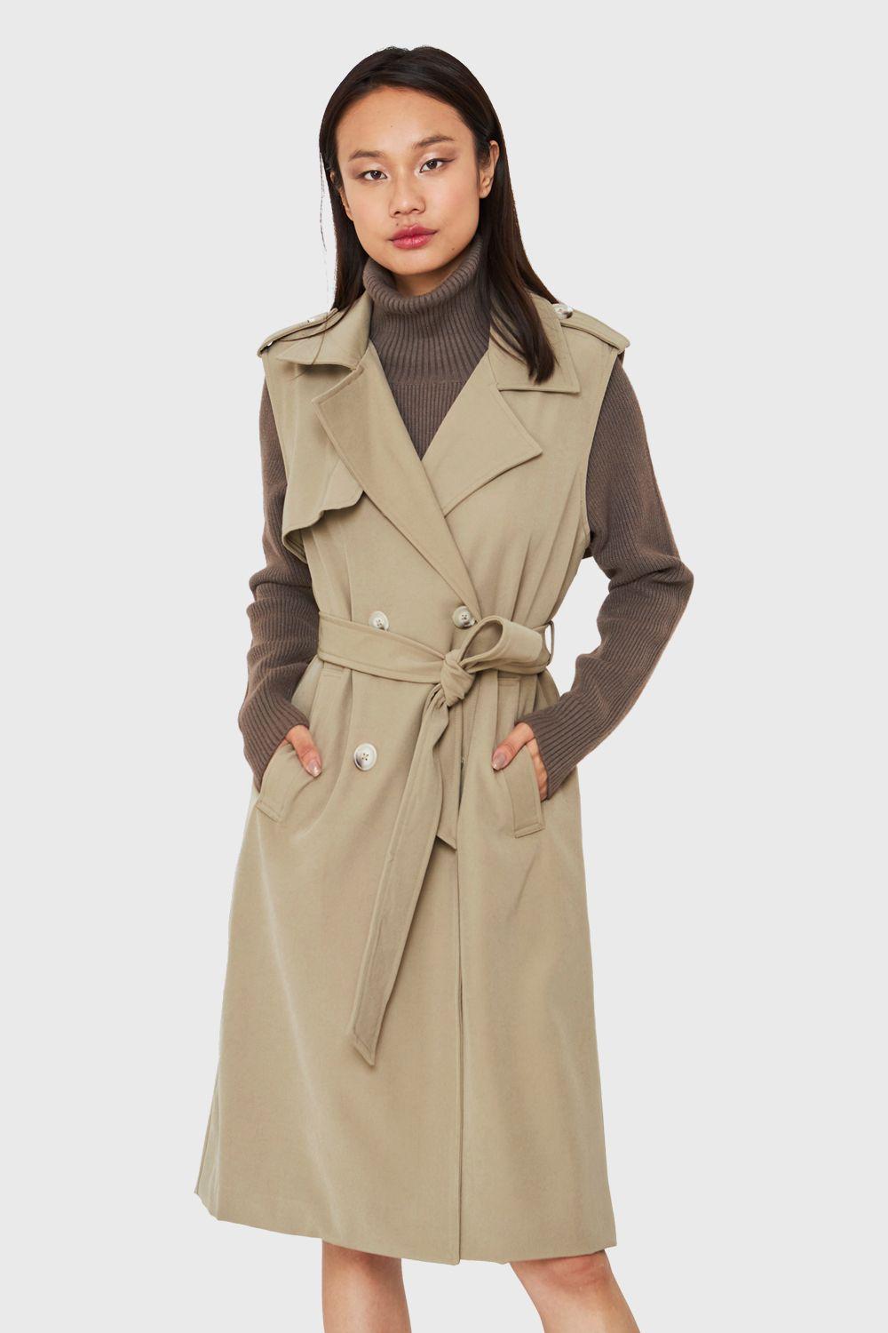 Trench Sin Mangas Taupe Nicopoly-4