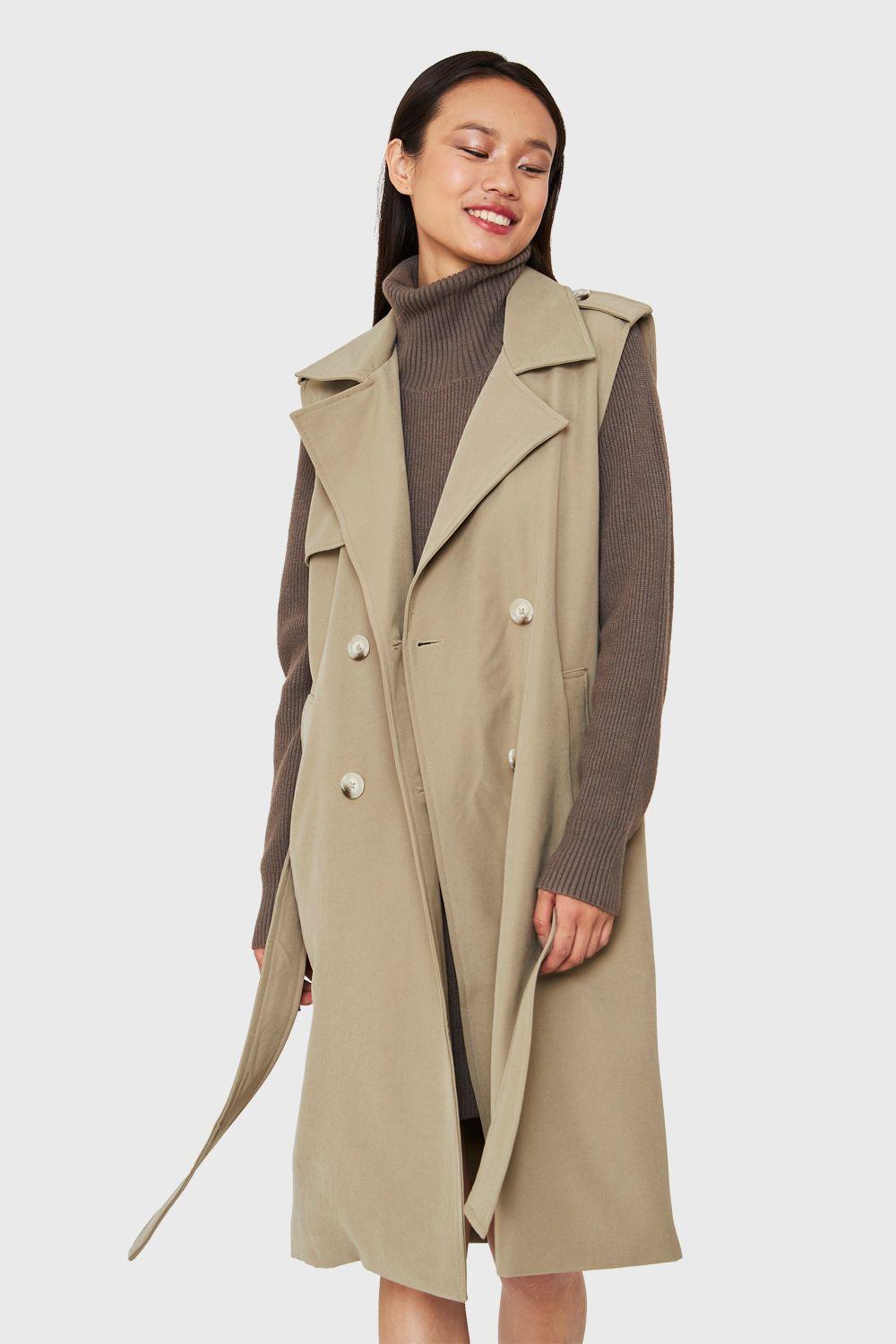 Trench Sin Mangas Taupe Nicopoly-0