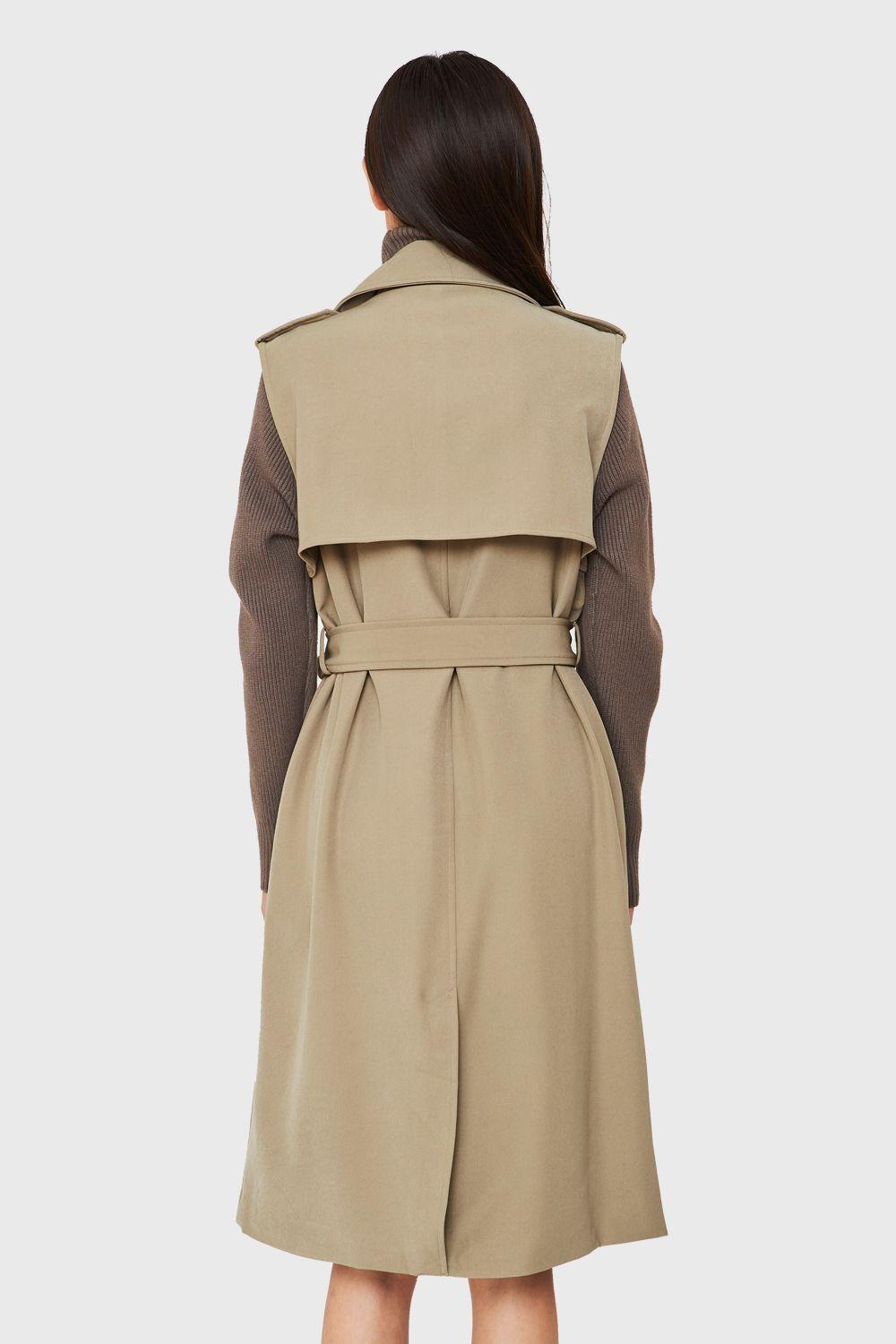 Trench Sin Mangas Taupe Nicopoly-3