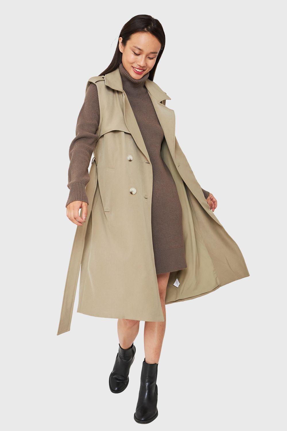 Trench Sin Mangas Taupe Nicopoly-1