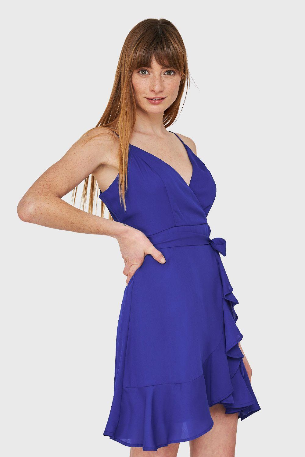 Vestido Corte Tulipán y Lazo Azul Rey Nicopoly-2