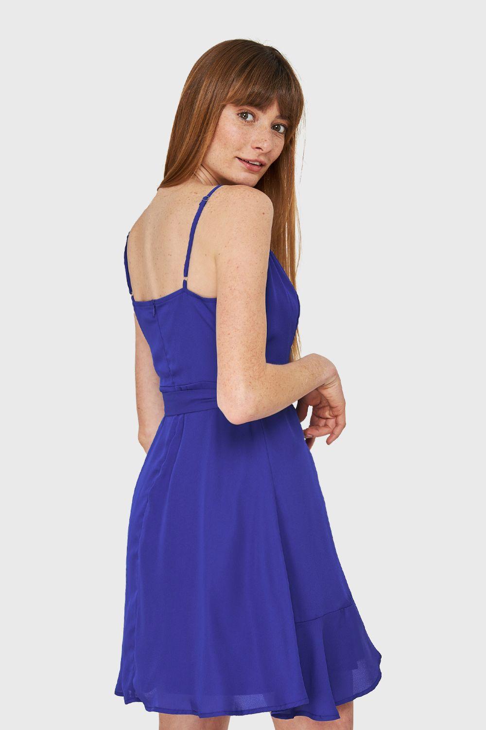 Vestido Corte Tulipán y Lazo Azul Rey Nicopoly-3