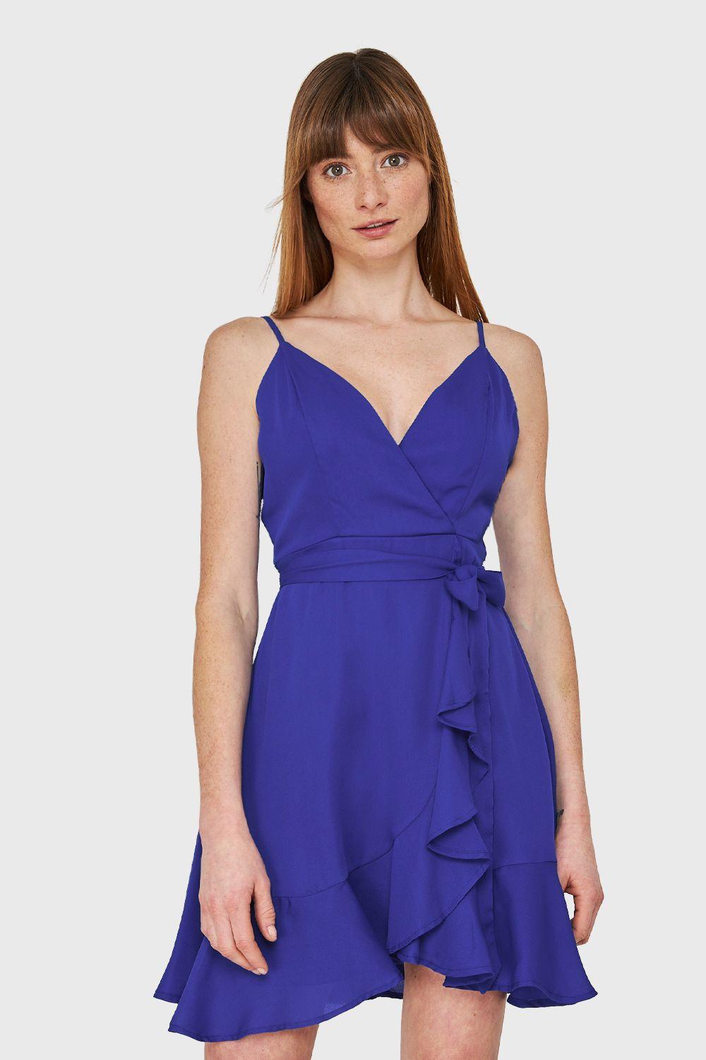 Vestido Corte Tulipán y Lazo Azul Rey Nicopoly-4