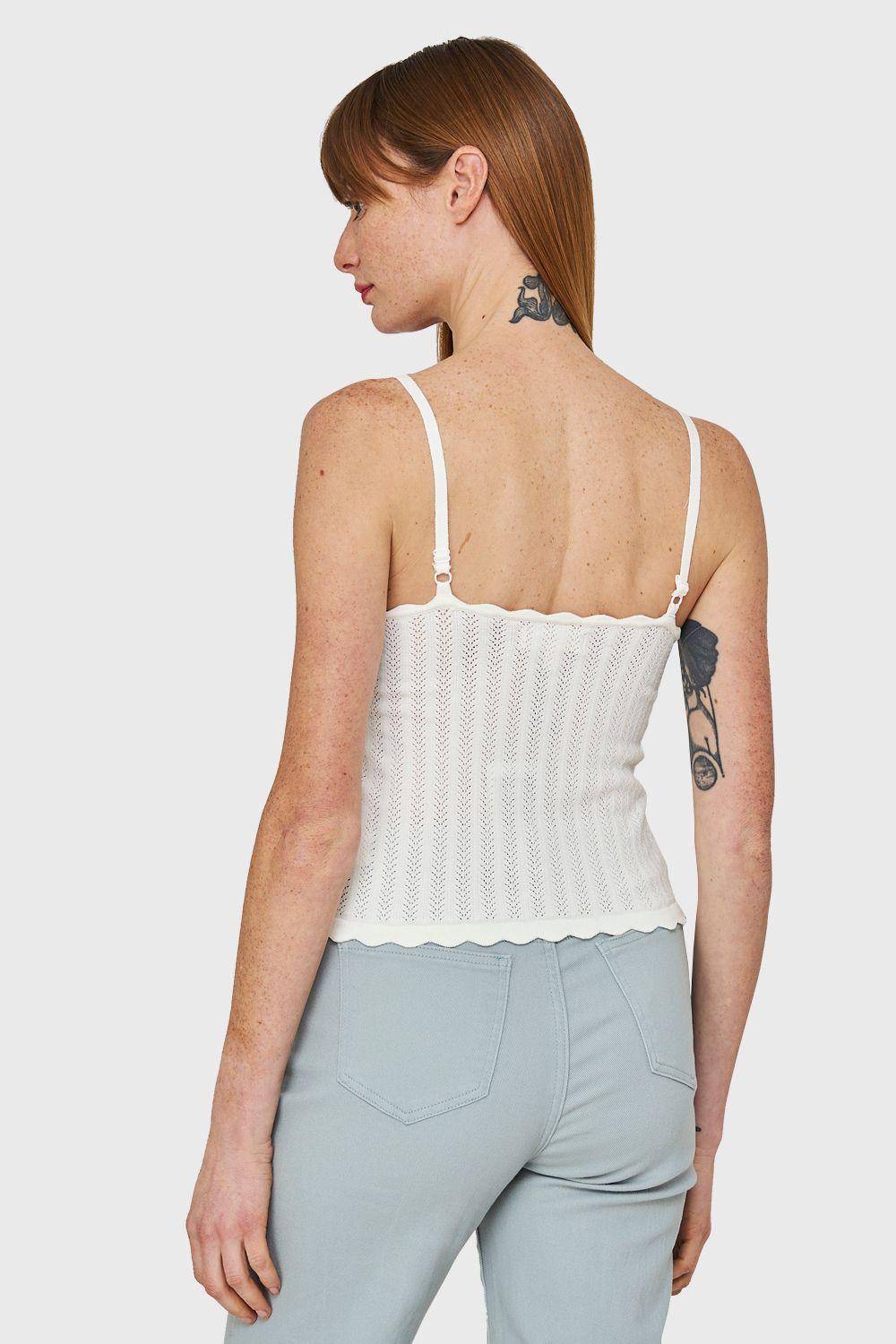 Polera Tipo Tejida Con Cinta Blanco Nicopoly-3