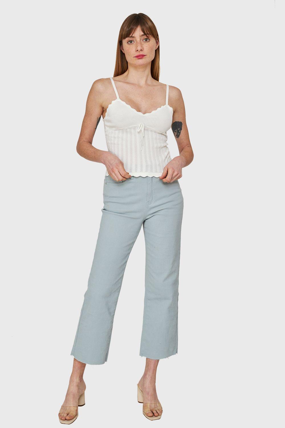 Polera Tipo Tejida Con Cinta Blanco Nicopoly-1