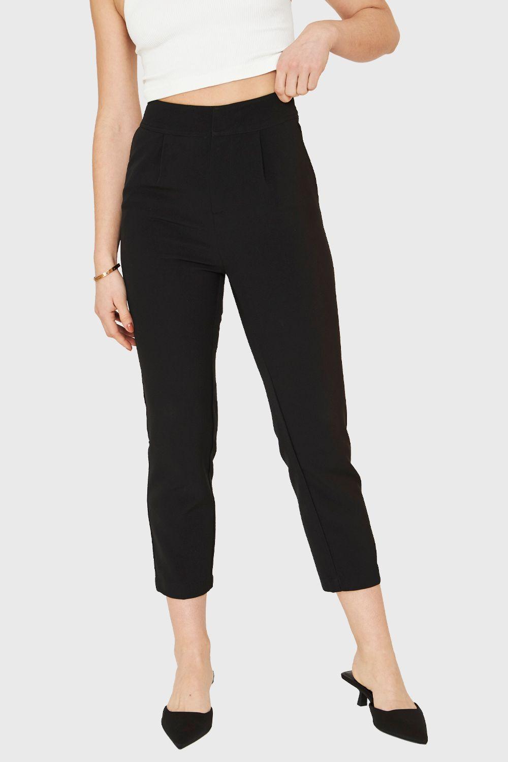 Pantalón Recto Tiro Alto Negro Nicopoly-4