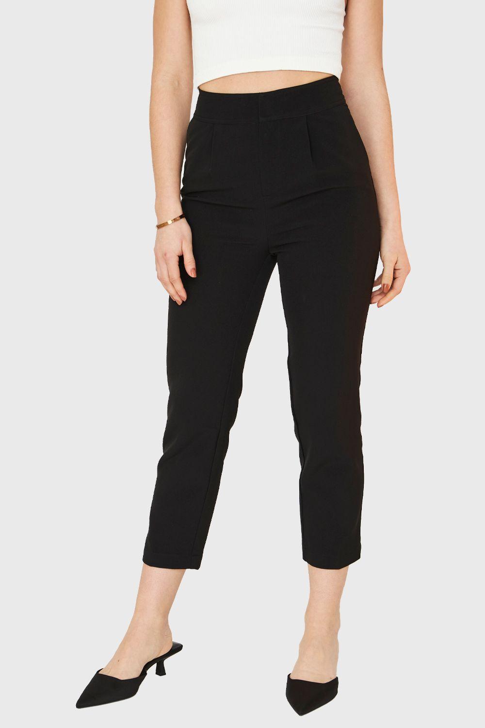 Pantalón Recto Tiro Alto Negro Nicopoly-0