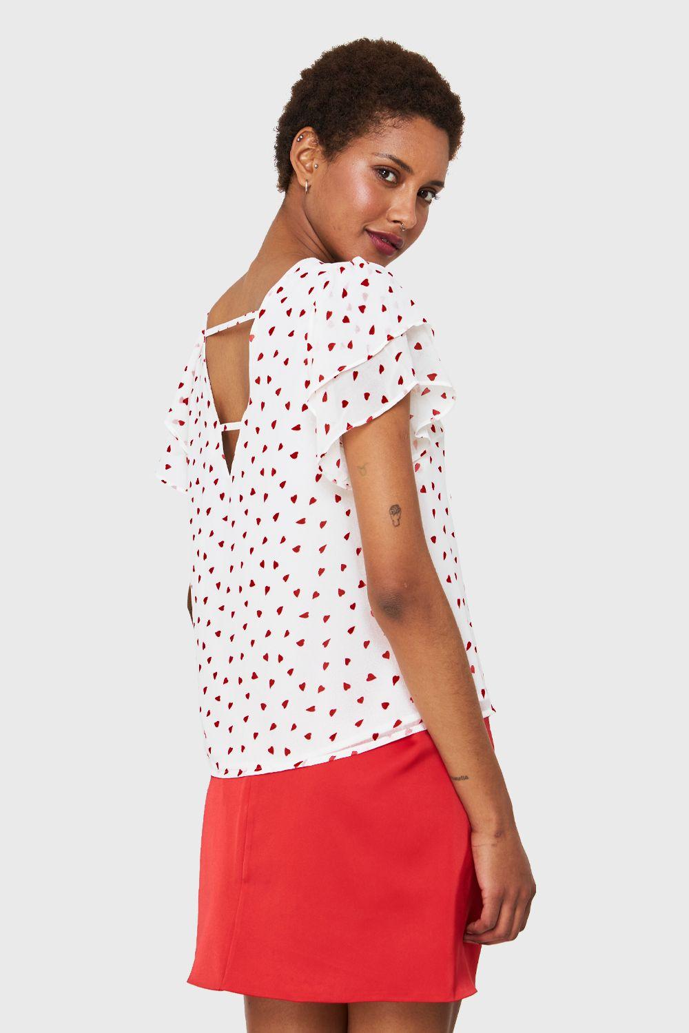 Blusa Print Corazones Blanco/Rojo Nicopoly-3