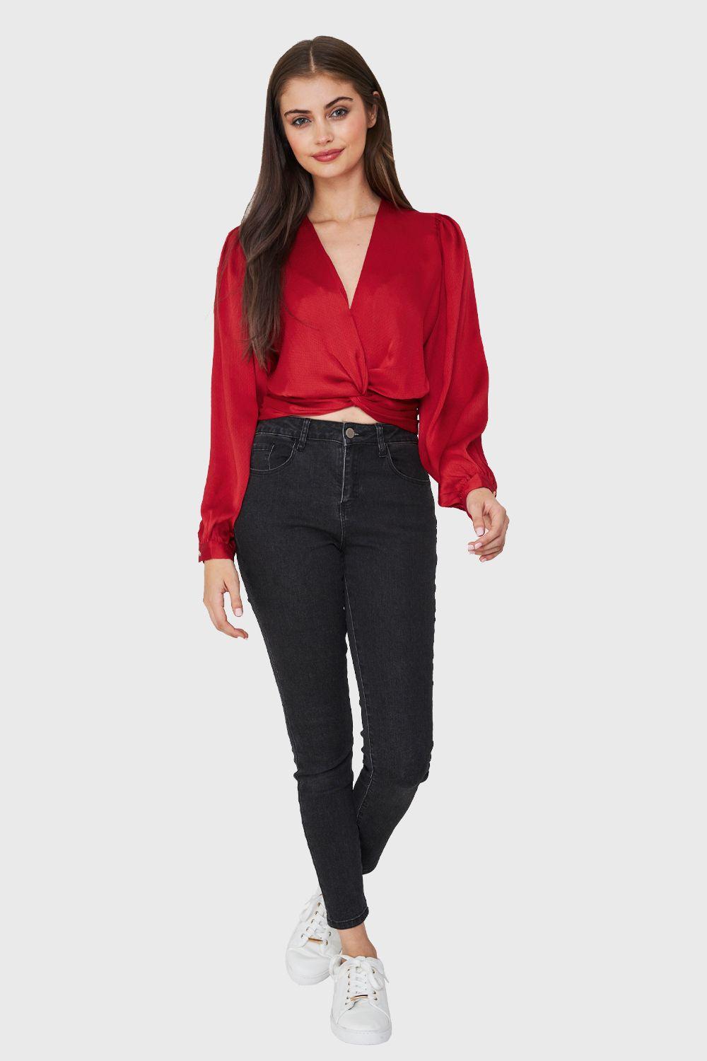 Blusa Crop Nudo Rojo Nicopoly-1