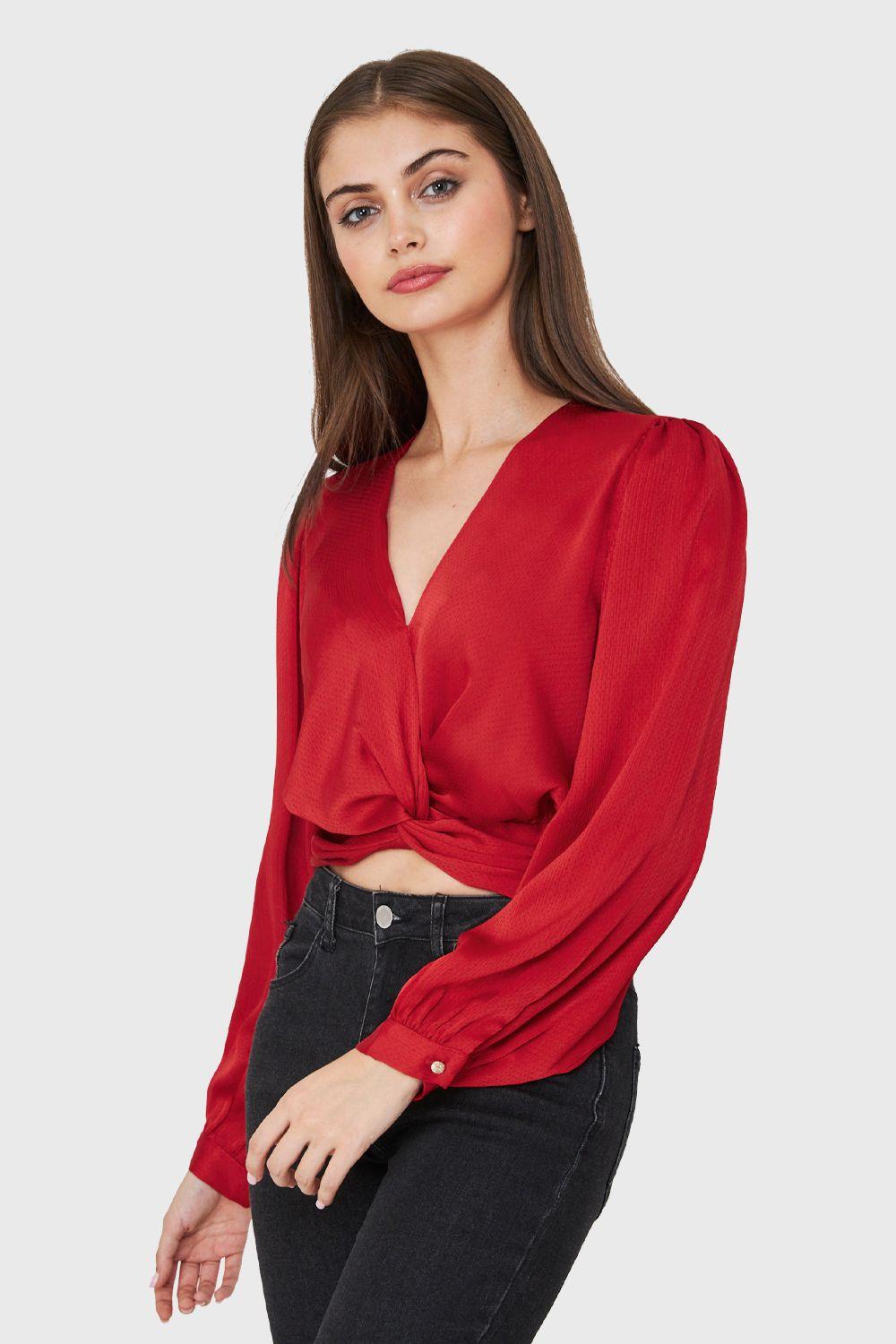 Blusa Crop Nudo Rojo Nicopoly-2