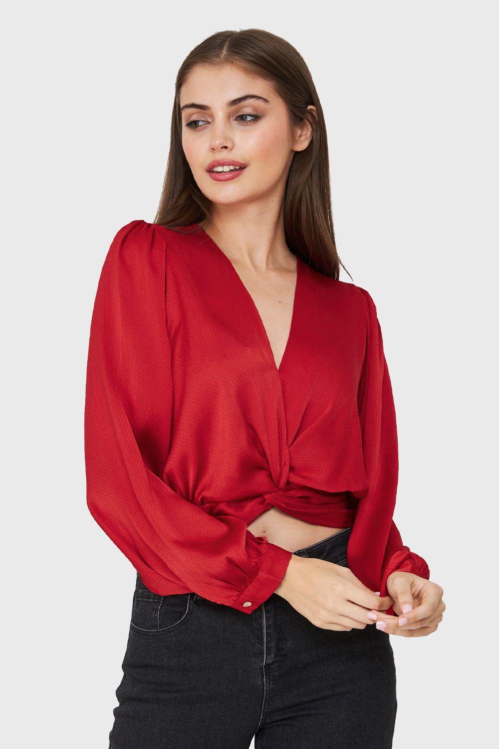 Blusa Crop Nudo Rojo Nicopoly-4