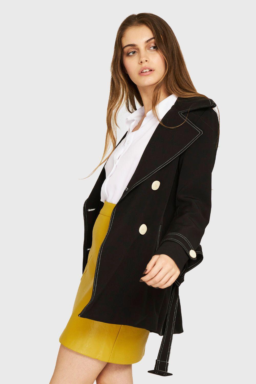 Trench Detalle Pespunte Negro Nicopoly-0