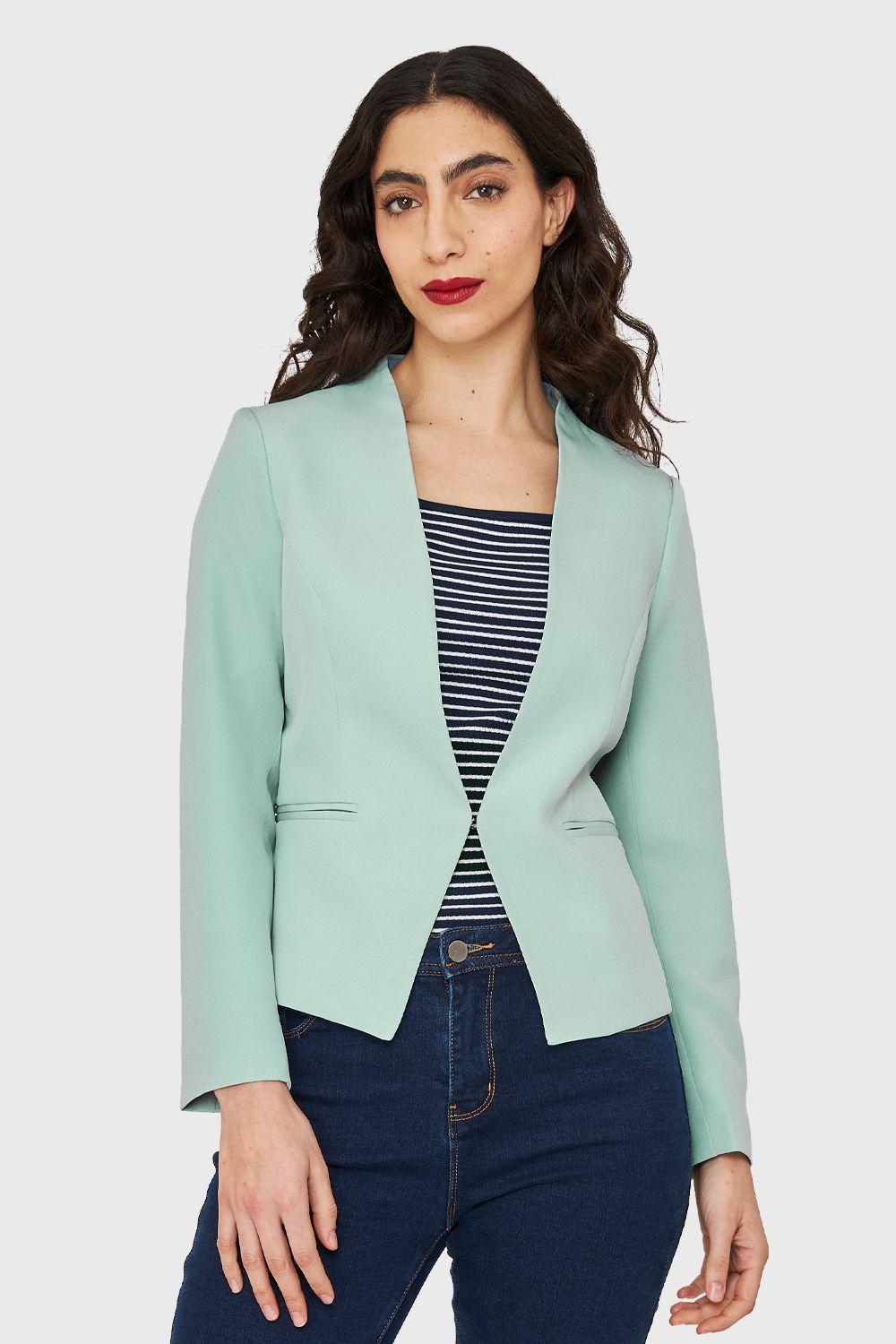 Blazer Entallado Clásico Menta Nicopoly-4