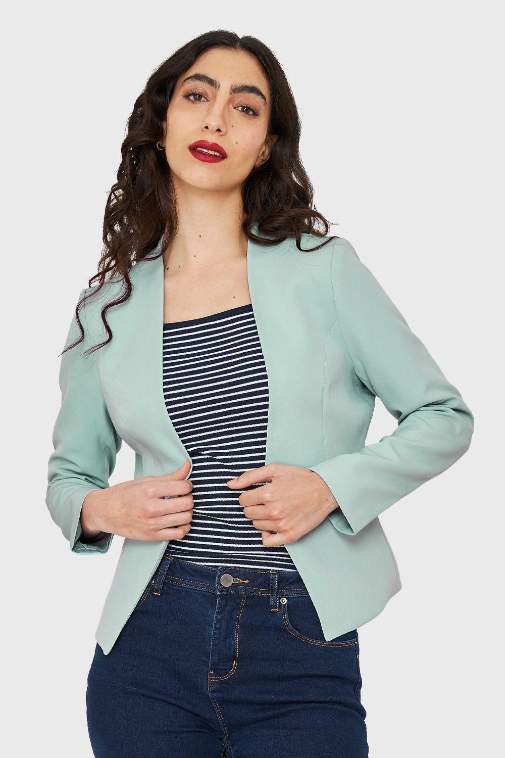 Blazer Entallado Clásico Menta Nicopoly-0