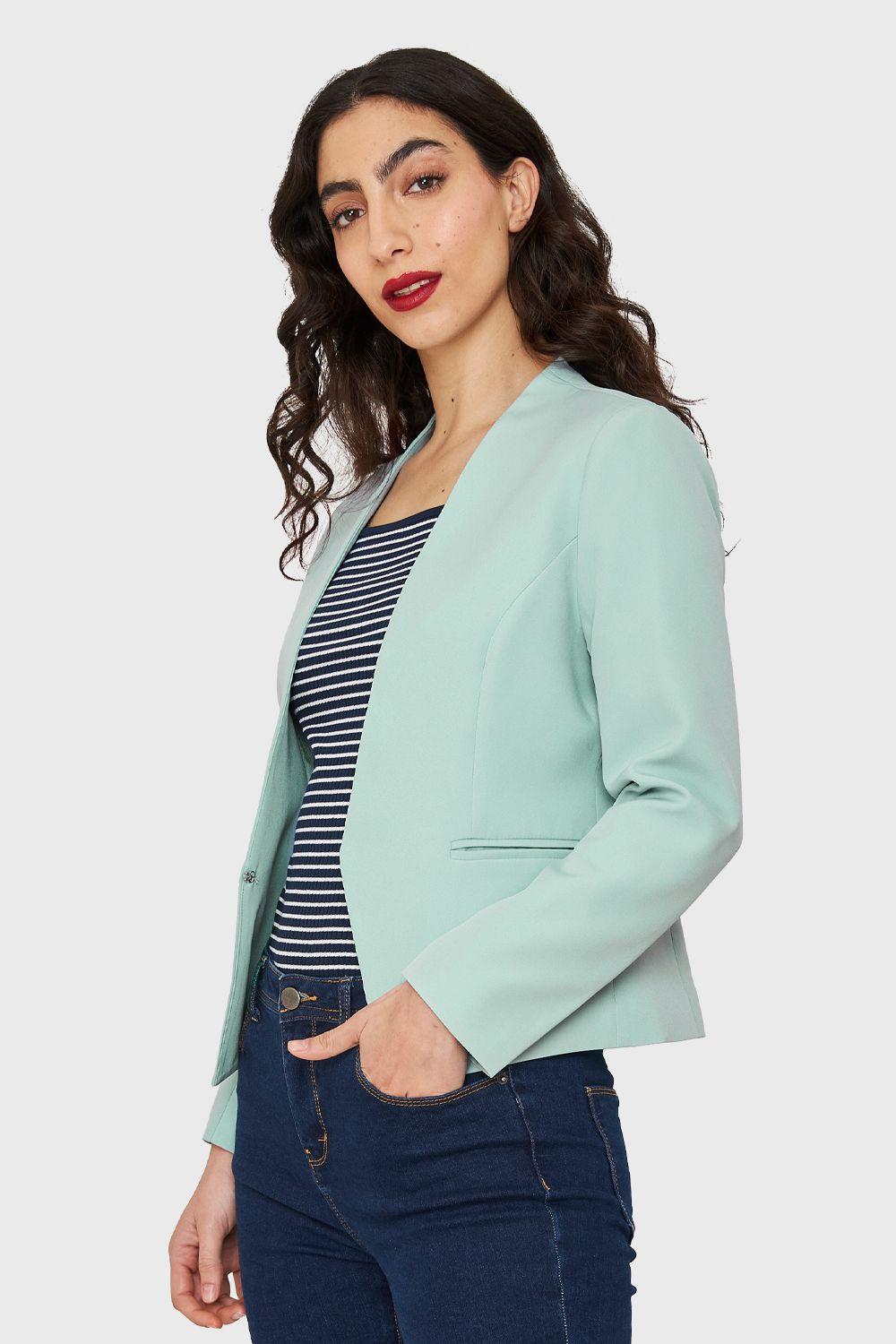 Blazer Entallado Clásico Menta Nicopoly-2